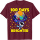 100 Days Brighter 100th Day of School Astronaut Space T-Shirt - T-Shirt | Maroon