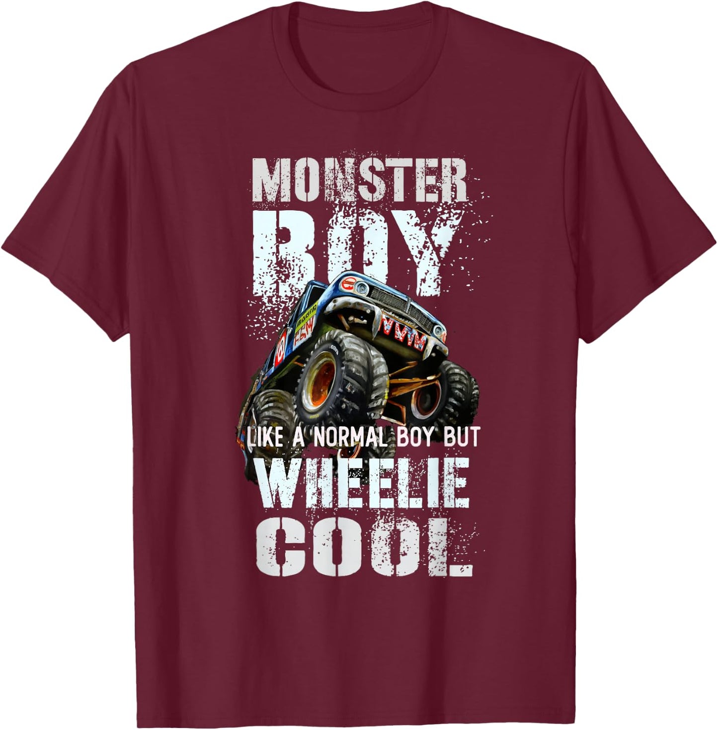 Vintage MONSTER BOY Family Birthday Bruh My Wheelie Cool Guy T-Shirt - T-Shirt | Maroon