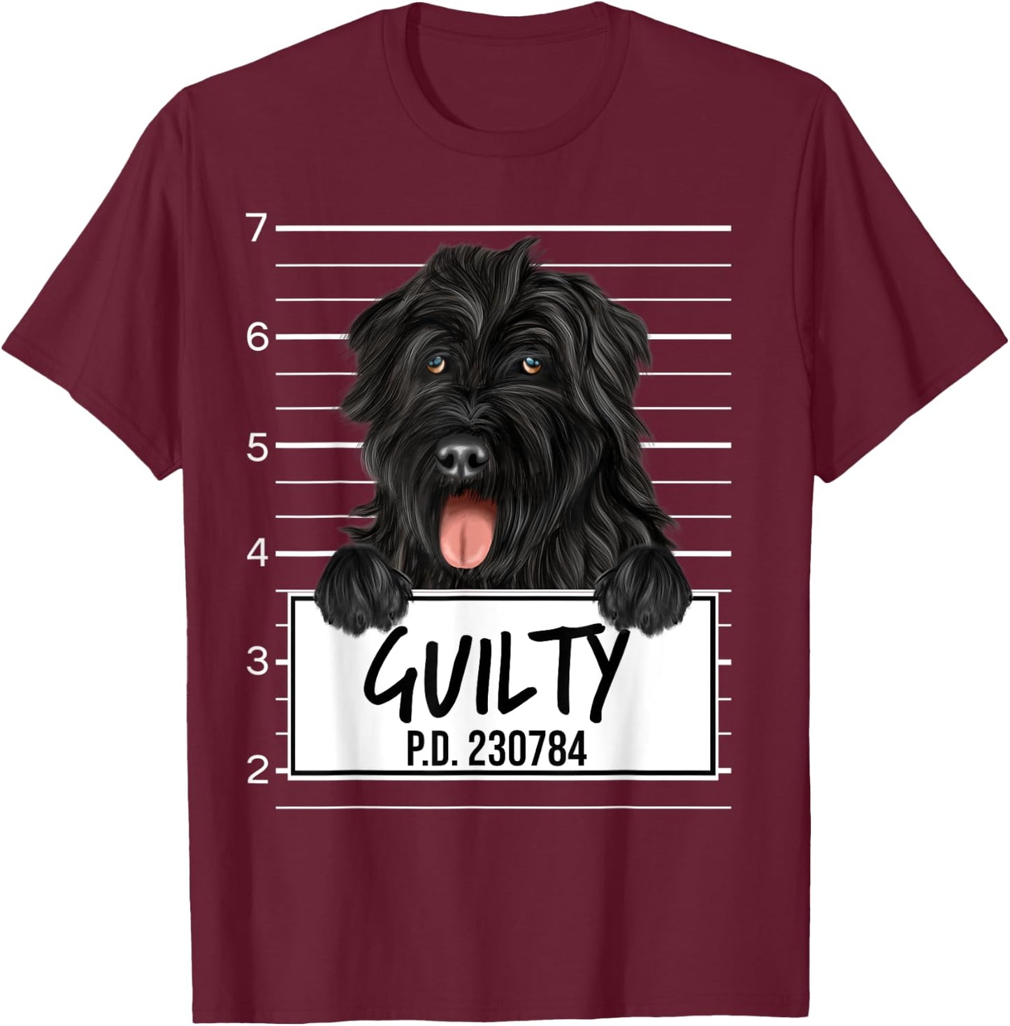 Funny Bouvier des Flandres Mugshot Guilty Dog T-Shirt - T-Shirt | Maroon