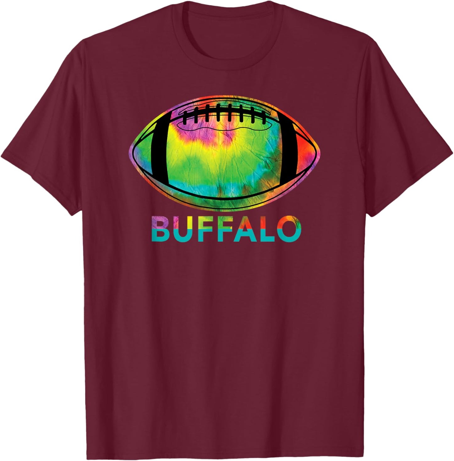 Tie Dye Football Buffalo T-Shirt - T-Shirt | Maroon