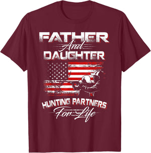 Funny Father and Daughter Hunting Partners For Life T-Shirt - T-Shirt | Maroon