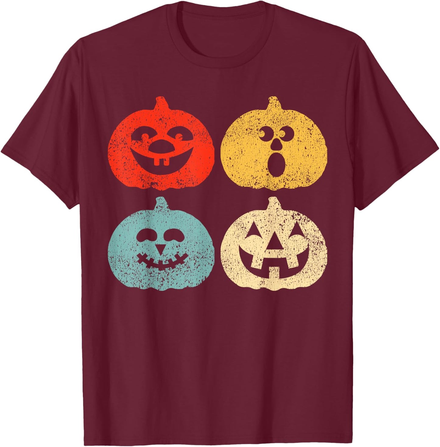 Vintage Halloween Pumpkin Women, Men, Kids, Funny Retro Gift T-Shirt - T-Shirt | Maroon
