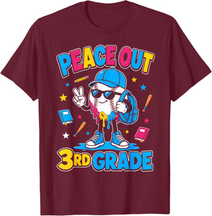 3rd Grade Back to School Boys Baseball Ice Cream Drip T-Shirt - T-Shirt | Maroon