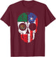 Mexican Puerto Rican Flag Mexico Puerto Rico Sugar Skull T-Shirt - T-Shirt | Maroon