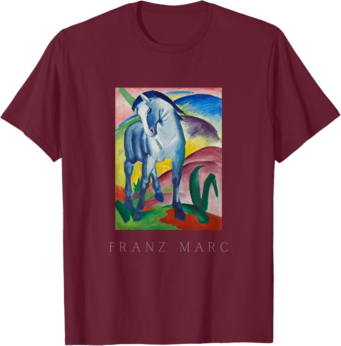 Blue Horse Franz Marc T-Shirt - T-Shirt | Maroon