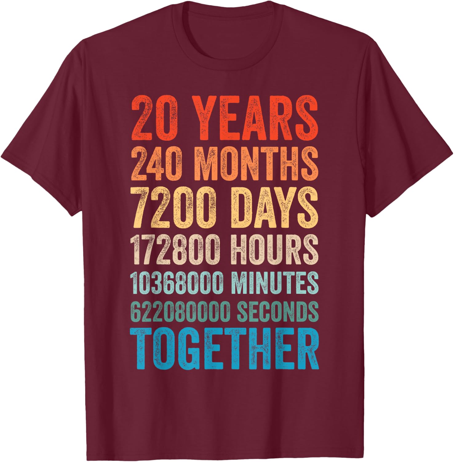 20 Year Anniversary Him Her Couple 20th Wedding Anniversary T-Shirt - T-Shirt | Maroon