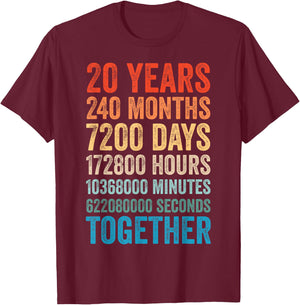 20 Year Anniversary Him Her Couple 20th Wedding Anniversary T-Shirt - T-Shirt | Maroon