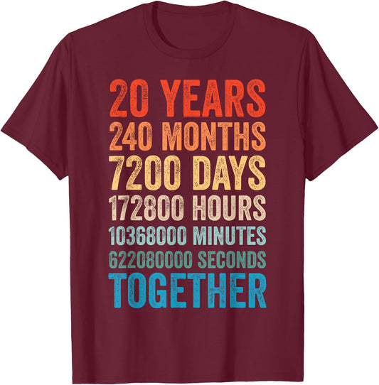 20 Year Anniversary Him Her Couple 20th Wedding Anniversary T-Shirt - T-Shirt | Maroon