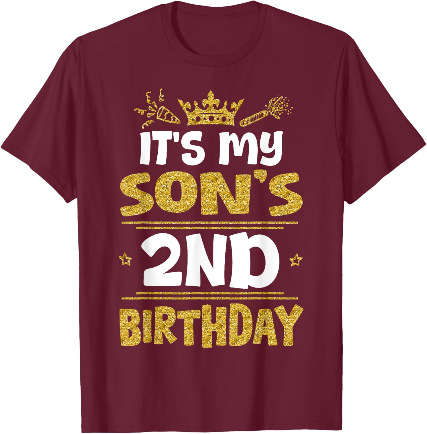 Happy It's My Son's 2nd Birthday 2023 2 Years Old T-Shirt - T-Shirt | Maroon