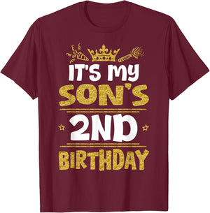 Happy It's My Son's 2nd Birthday 2023 2 Years Old T-Shirt - T-Shirt | Maroon