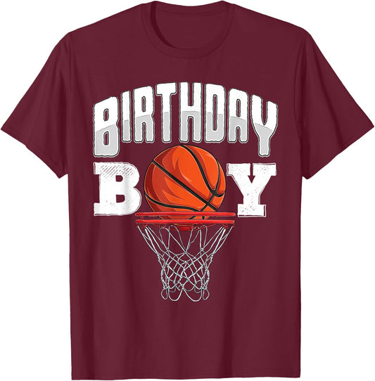 Basketball Birthday Boy Player Basketball Player Birthday T-Shirt - T-Shirt | Maroon