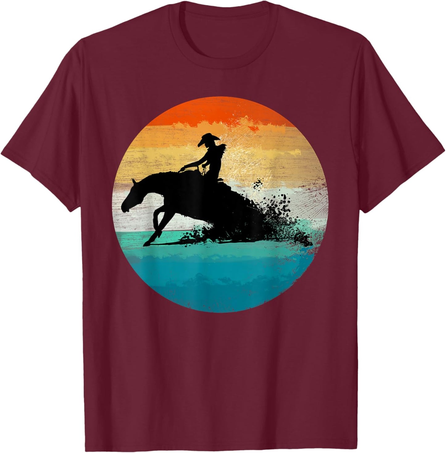 Vintage Western Rider Reining Horse Quarter Sliding Stop T-Shirt - T-Shirt | Maroon