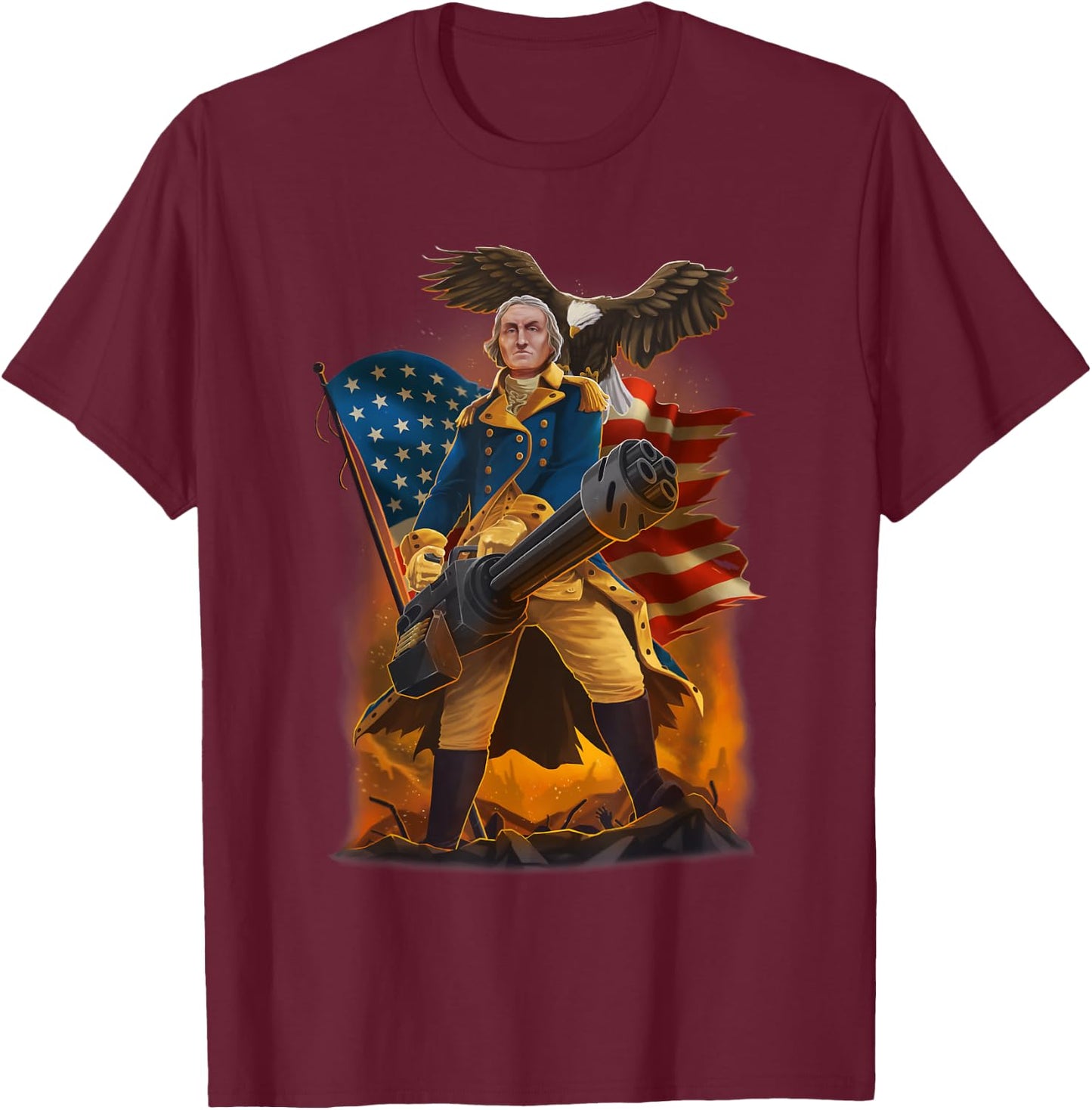 Patriotic Shirt George Washington Shirt 4th of July T-Shirt - T-Shirt | Maroon