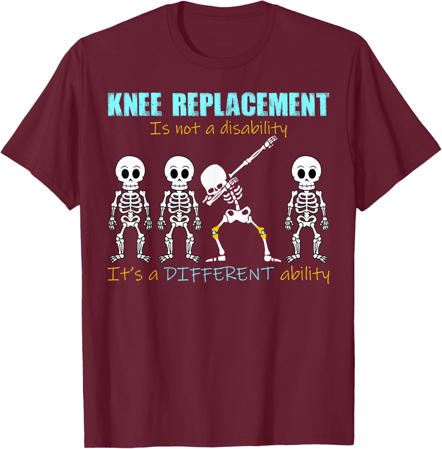 Knee Replacement Surgery Black Small Knee Replacement Recovery ACL Surgery Arthroplasty Graphic Novelty T-Shirt - T-Shirt | Maroon