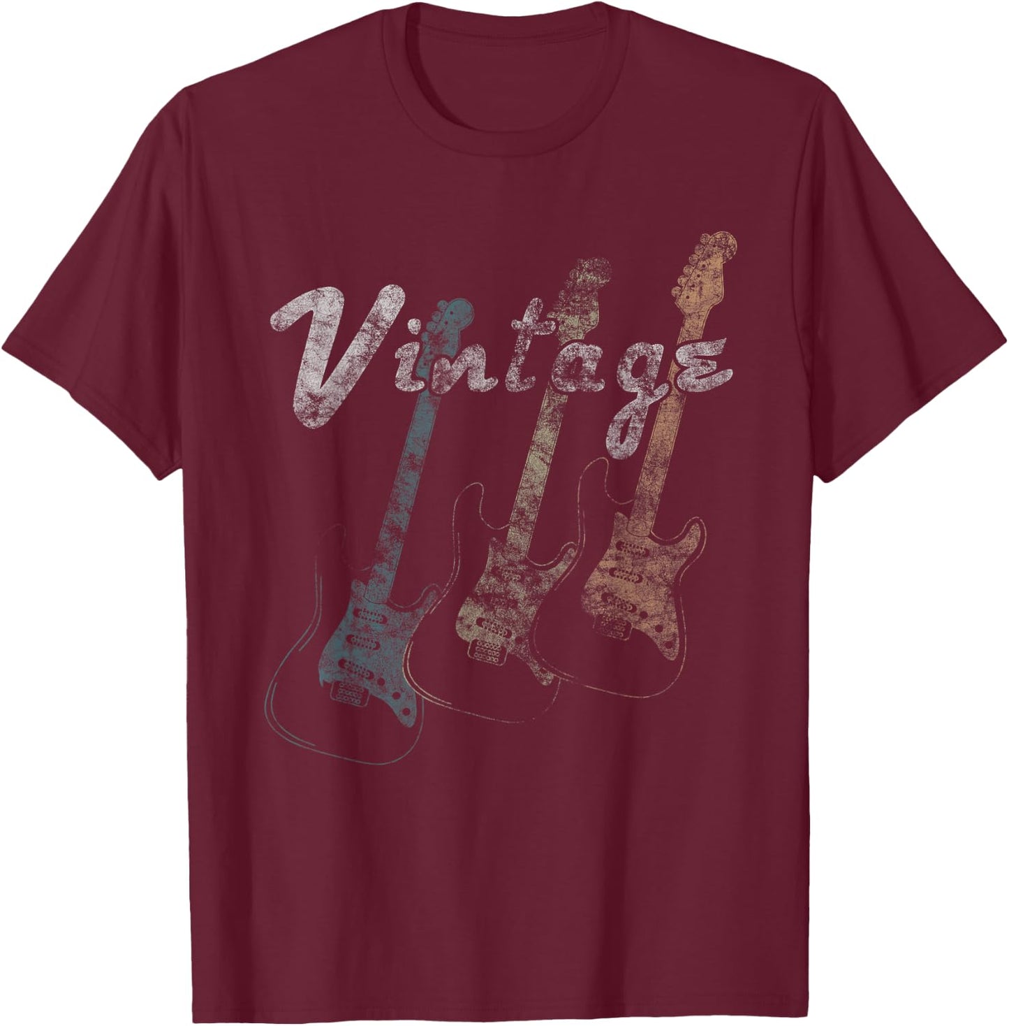 Vintage Rare Guitar Collector Retro Guitar Player T-Shirt - T-Shirt | Maroon