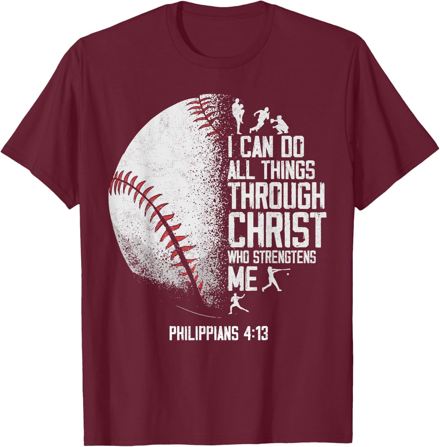 Baseball Fan Bible Quote Vintage I Can Do All The Things T-Shirt - T-Shirt | Maroon
