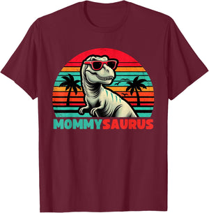 Mommysaurus Funny T Rex Mommy Saurus Dinosaur Family T-Shirt - T-Shirt | Maroon