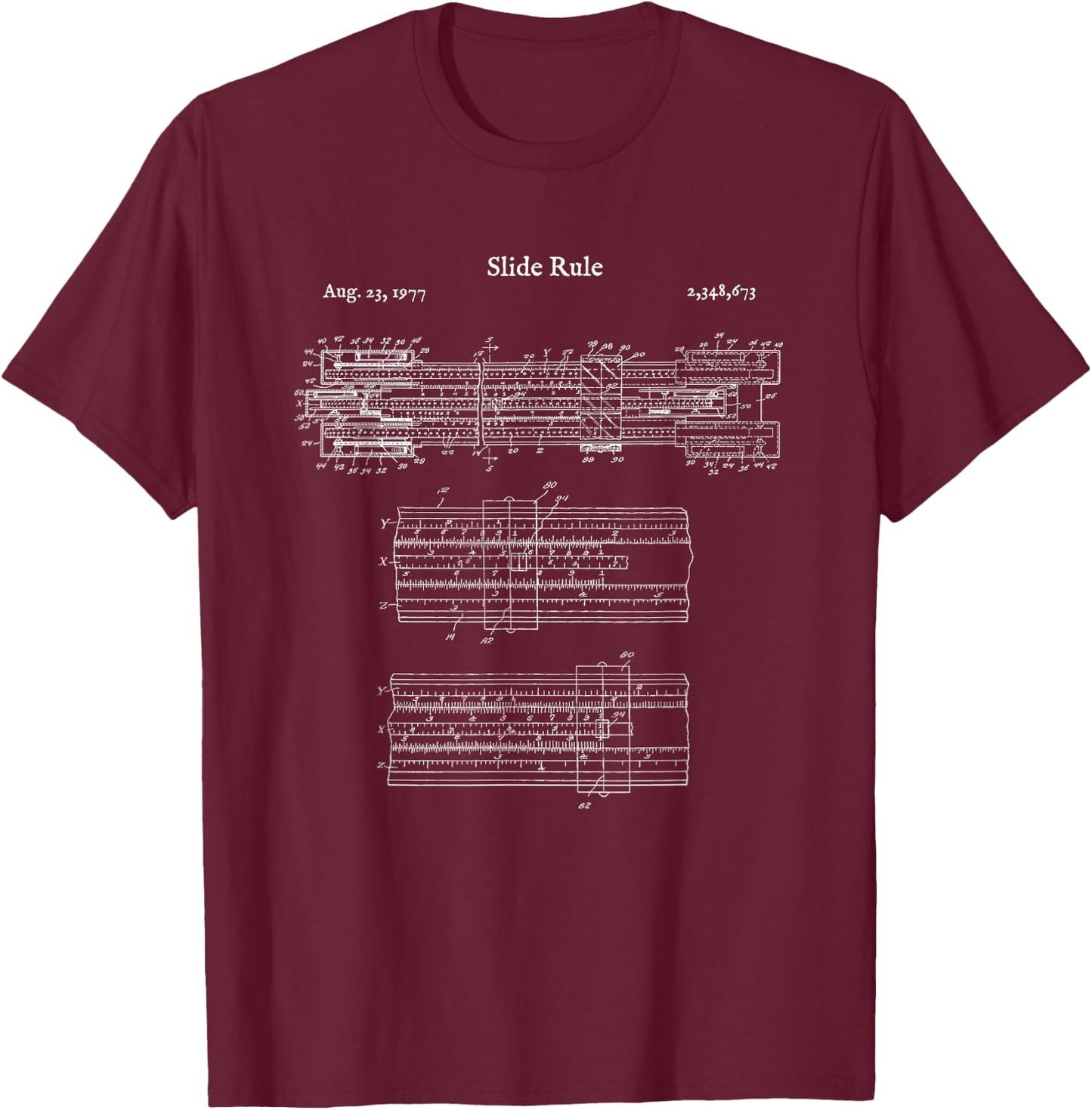 Vintage Slide Rule Shirt - Engineer Mechanical Calculator T-Shirt - T-Shirt | Maroon