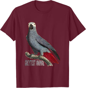 Greytest Animal African Grey Parrot T-Shirt - T-Shirt | Maroon