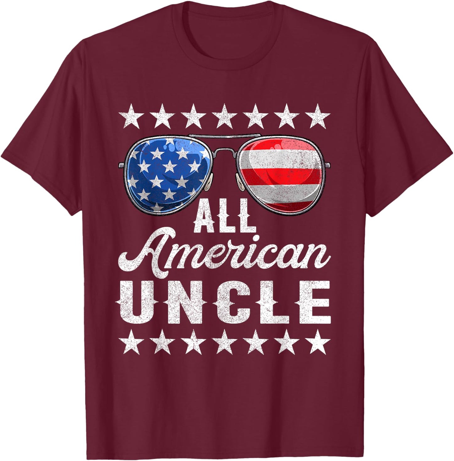All American Uncle Shirt, 4th Of July Matching Outfit Family Men T-Shirt - T-Shirt | Maroon