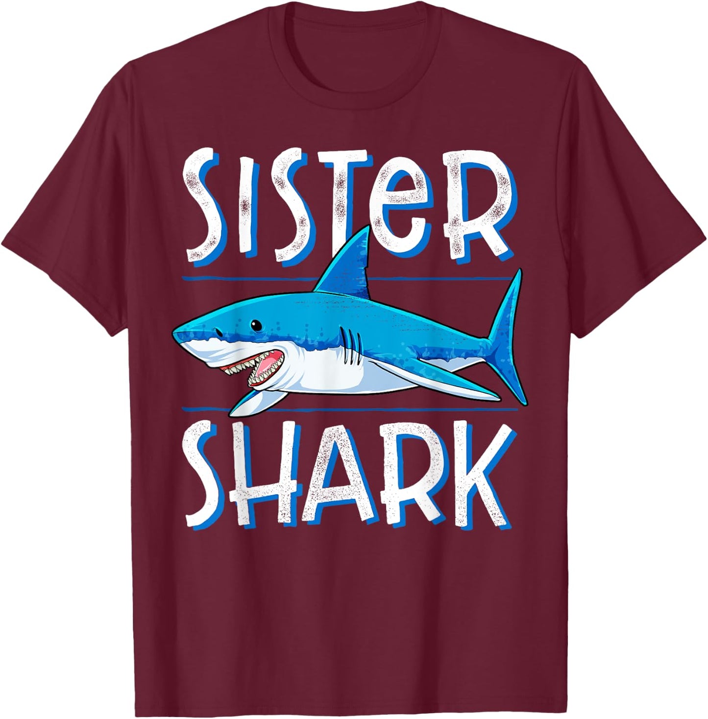 Sister Shark T Shirt Family Matching Women Girls Jawsome T-Shirt - T-Shirt | Maroon