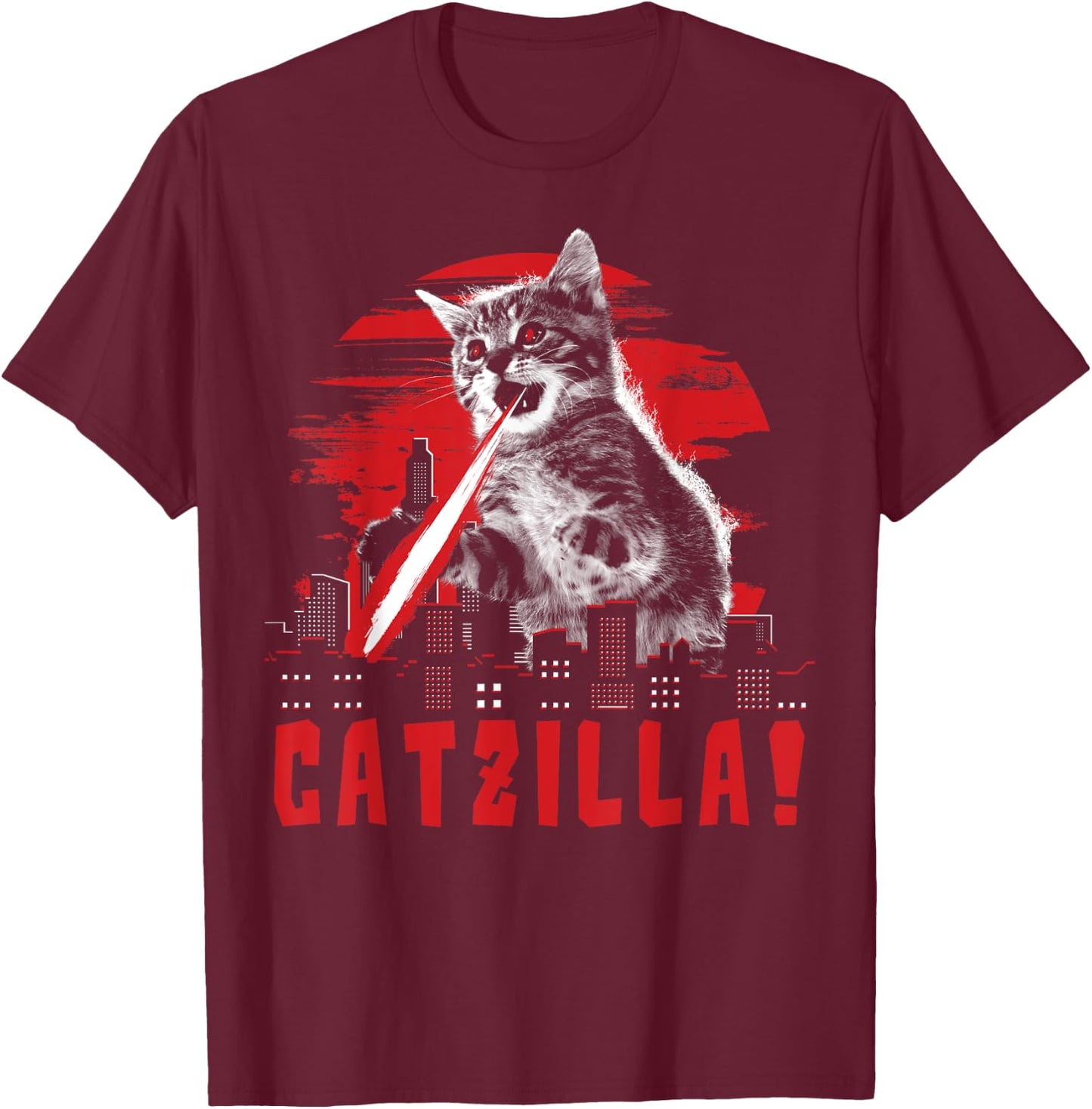 Beware Catzilla Laser Cat Women T-Shirt - T-Shirt | Maroon