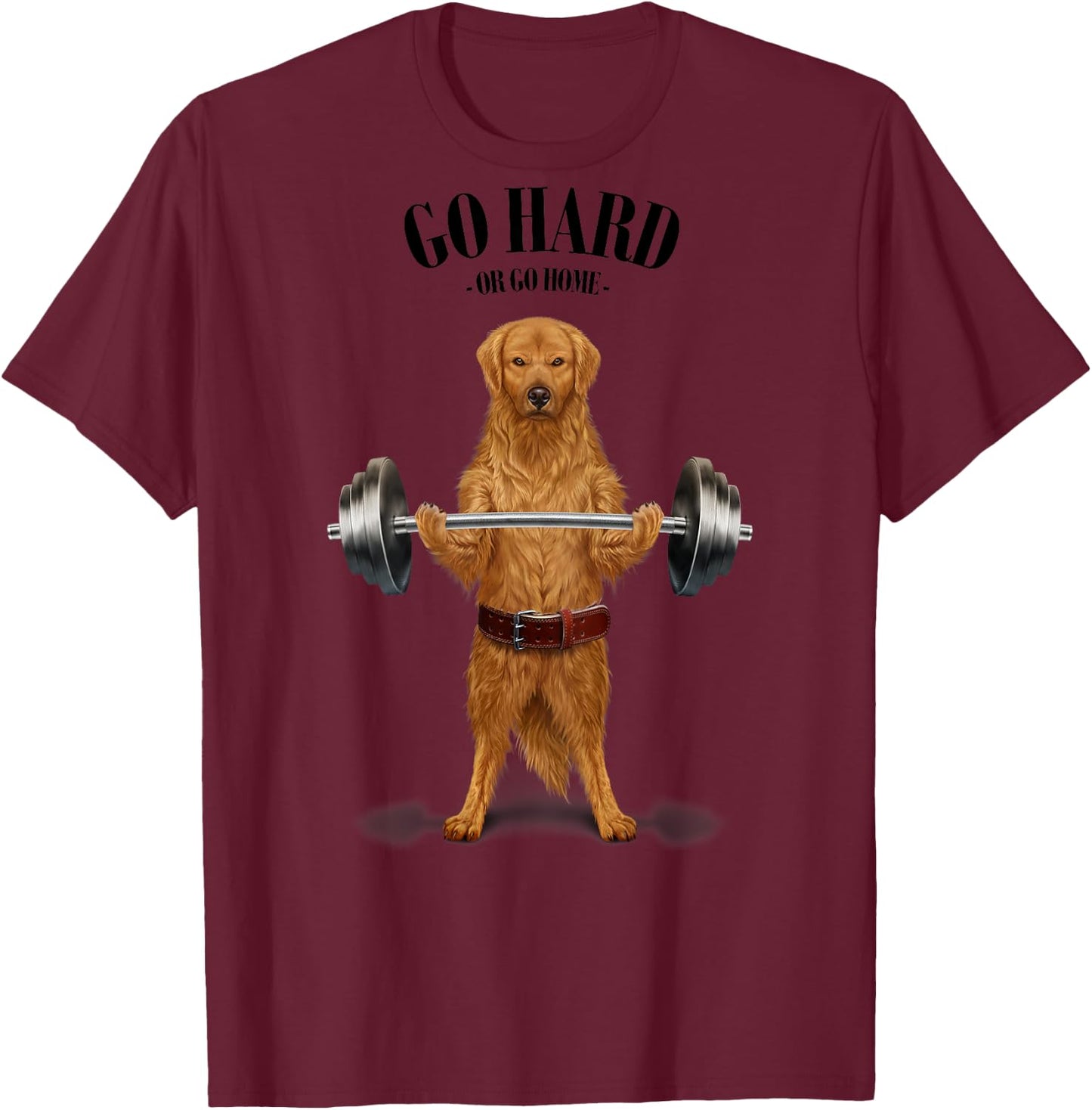 Golden Retriever Dog Weightlifting in Fitness Gym Women Kids T-Shirt - T-Shirt | Maroon
