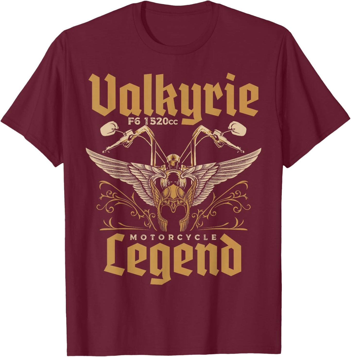 Valkyrie F6 1520cc Motorcycle Legend Biker T-Shirt - T-Shirt | Maroon