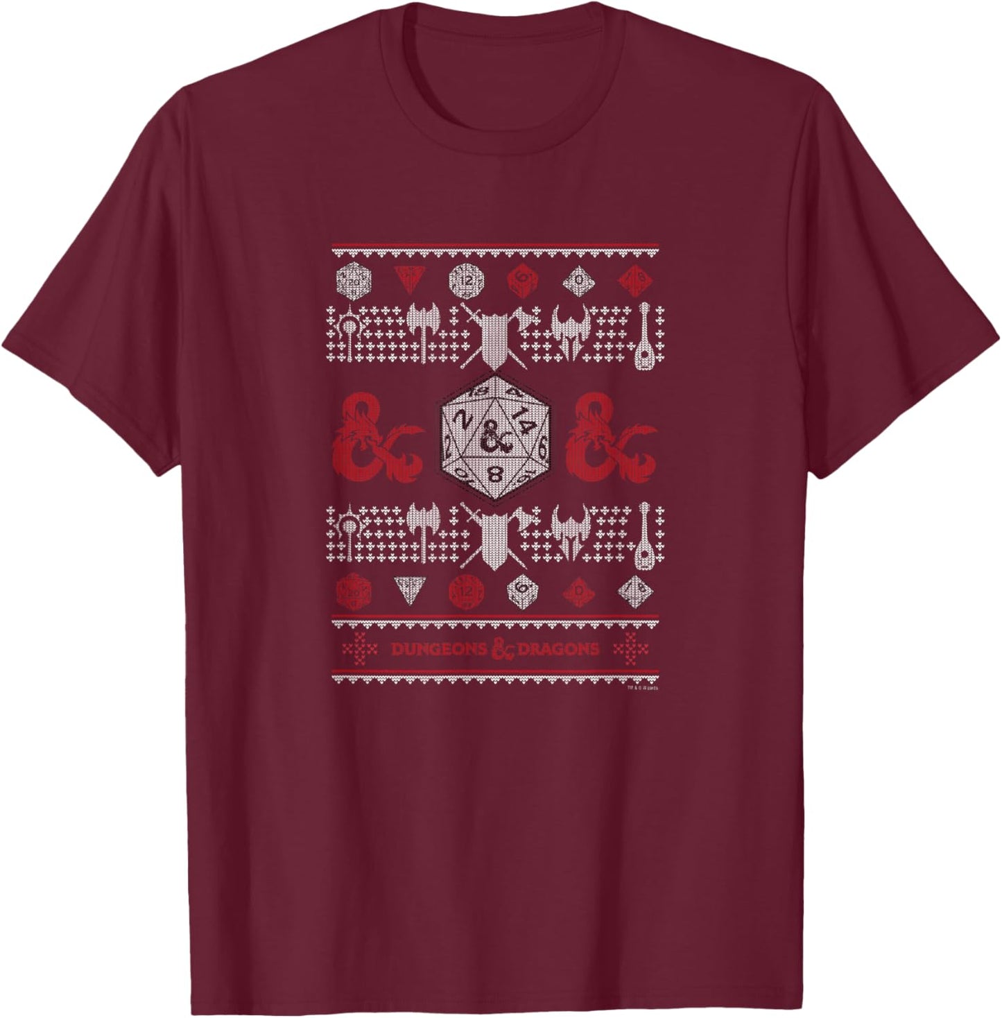 Dungeons & Dragons Ugly Christmas T-Shirt - T-Shirt | Maroon