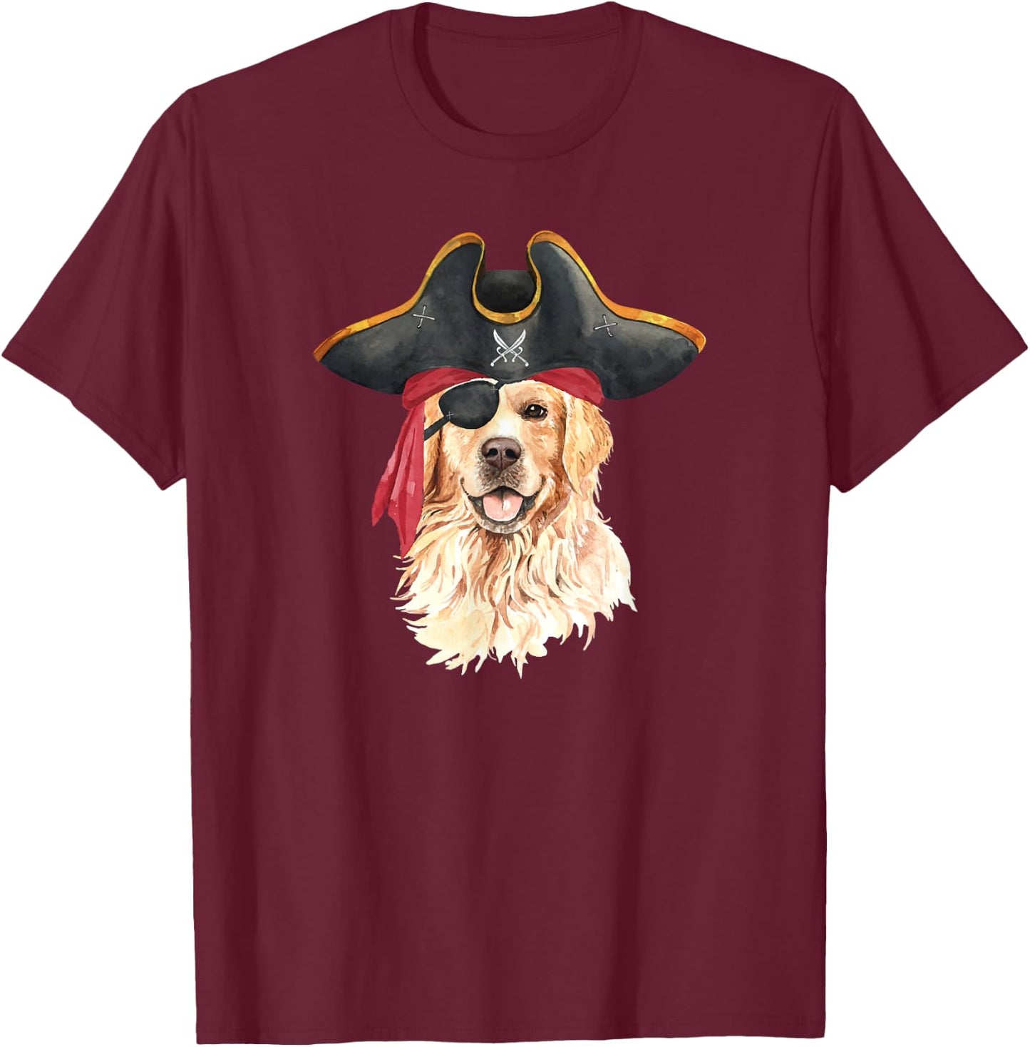 Golden Retriever In Pirate Costume Dog Lovers Women Kids T-Shirt - T-Shirt | Maroon