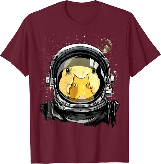 Astronaut Duck Cosmic Planet Galaxy Space Duck Lover T-Shirt - T-Shirt | Maroon
