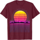 80s Retro Sunset Synthesizer T Shirt | Synthwave Waveform T-Shirt - T-Shirt | Maroon