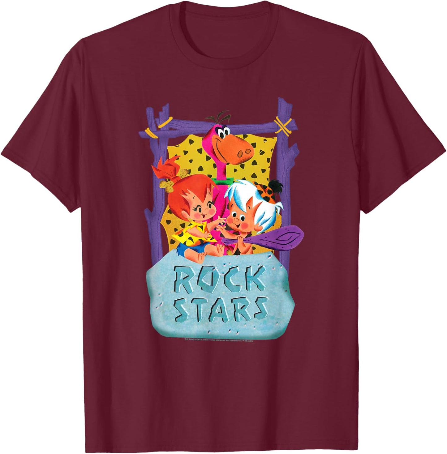 The Flintstones Pebbles and Bam Bam Rock Stars T-Shirt - T-Shirt | Maroon