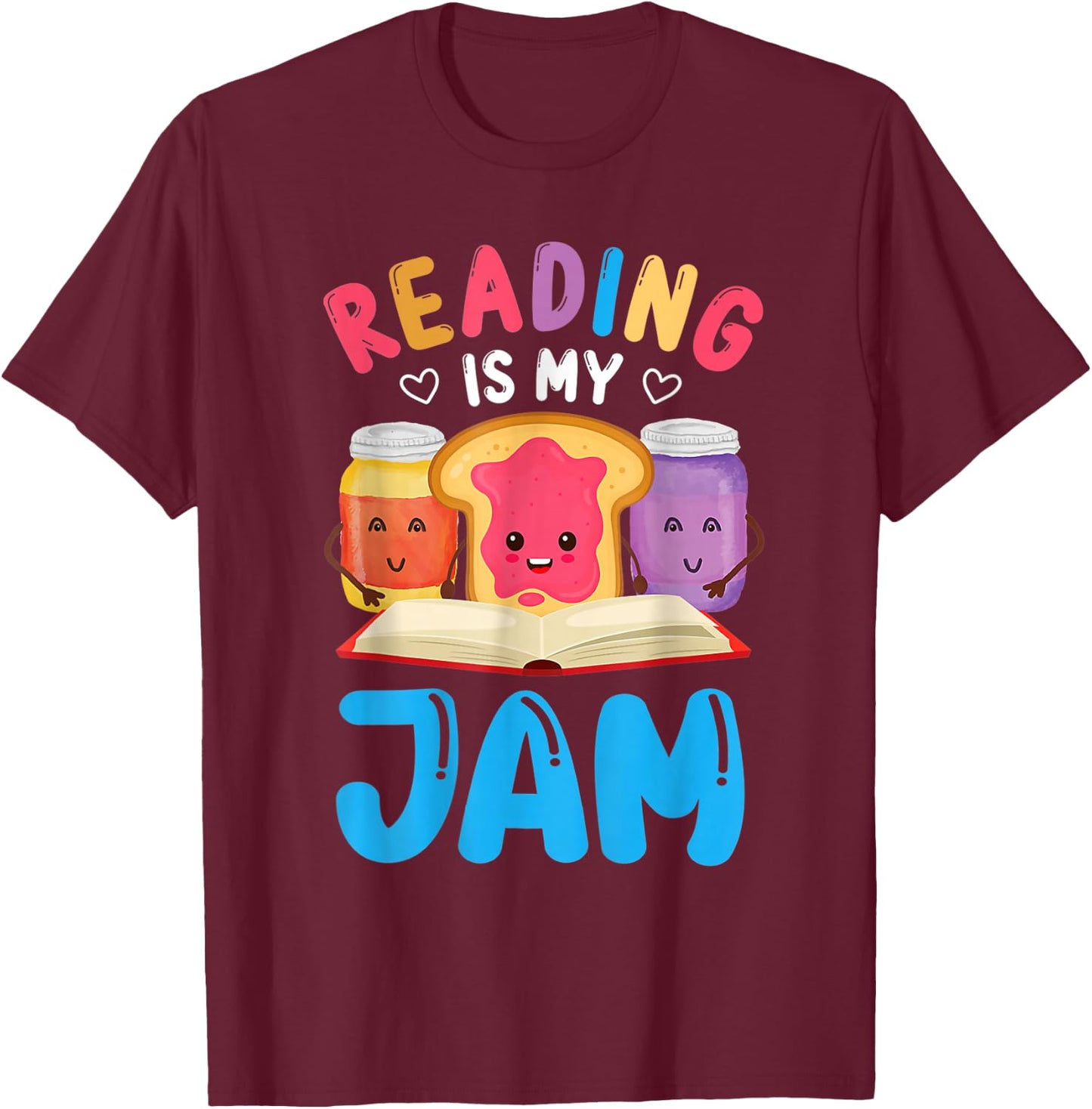 Reading is My Jam Funny I Love to Read Books Boy Girl T-Shirt - T-Shirt | Maroon