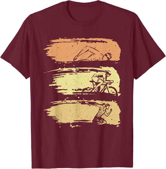 Cute Triathlon Design Women Triathlon Sport Lovers T-Shirt - T-Shirt | Maroon