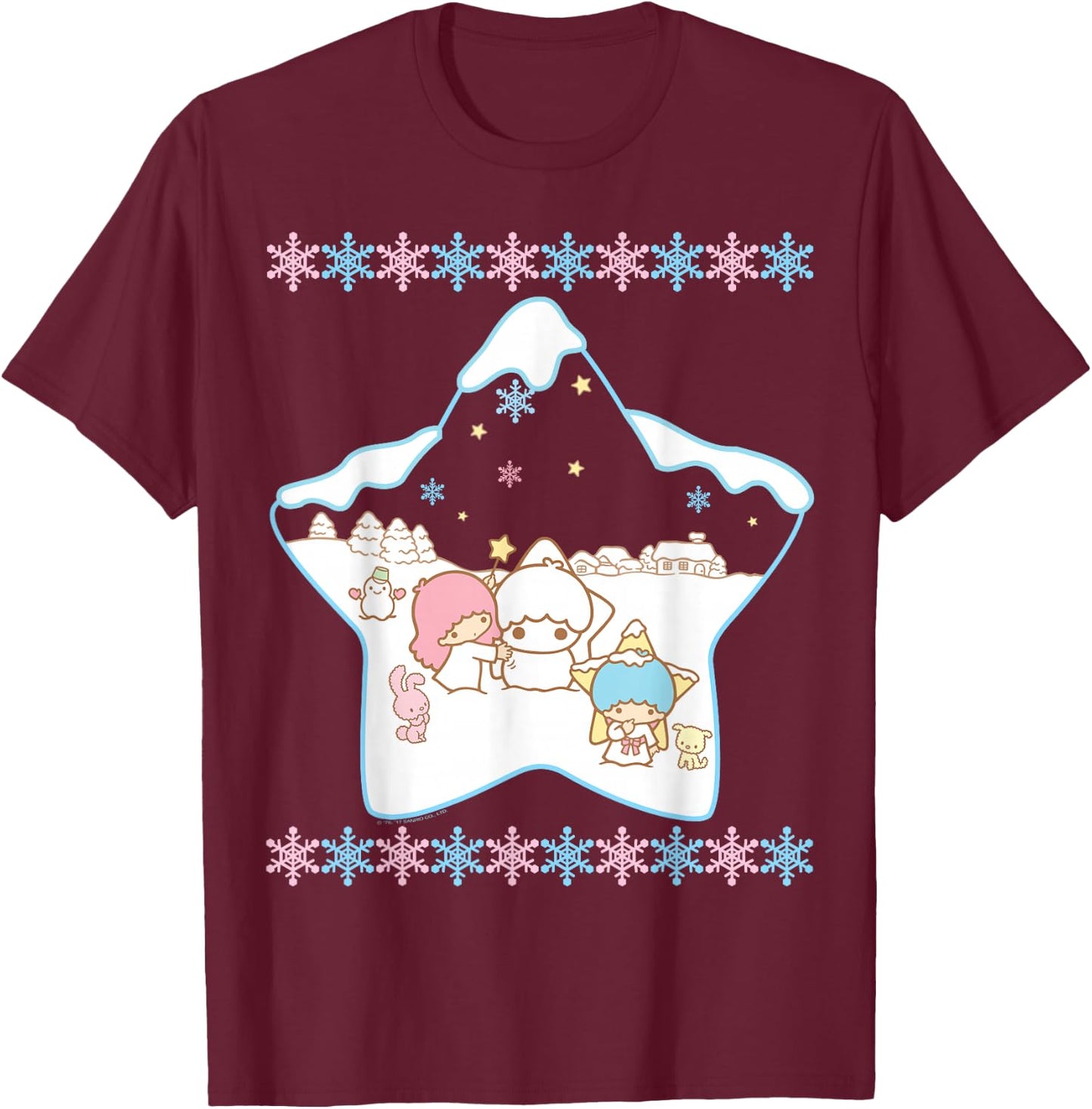 Little Twin Stars Ugly Christmas Sweater Shirt T-Shirt - T-Shirt | Maroon