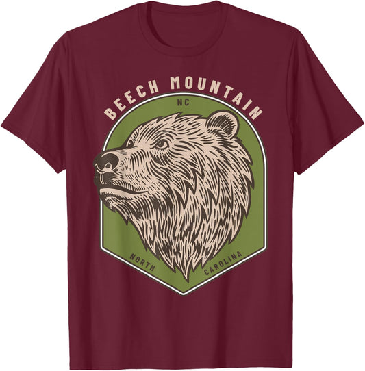 Beech Mountain, North Carolina Bears Blue Ridge Bear T-Shirt - T-Shirt | Maroon
