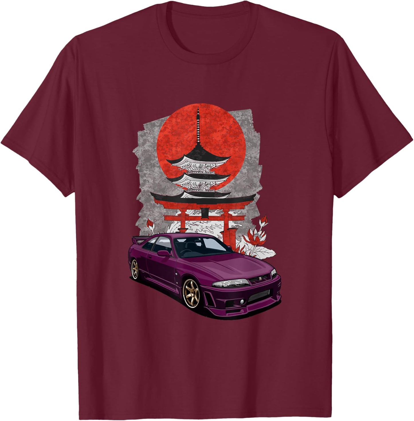 JDM Skyline R33 Car Tuning Japan Shinto Shrine Drift T-Shirt - T-Shirt | Maroon
