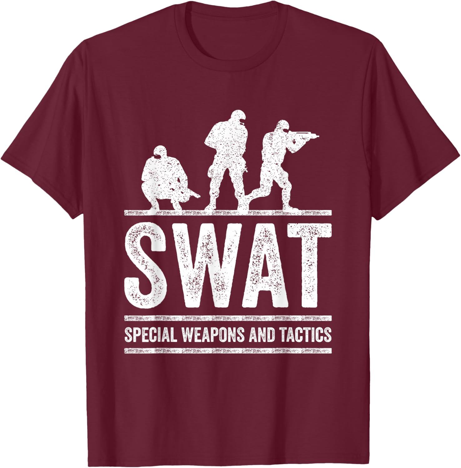 Retro SWAT Team Police Sheriff for Off Duty Cops Law T-Shirt - T-Shirt | Maroon