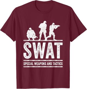 Retro SWAT Team Police Sheriff for Off Duty Cops Law T-Shirt - T-Shirt | Maroon