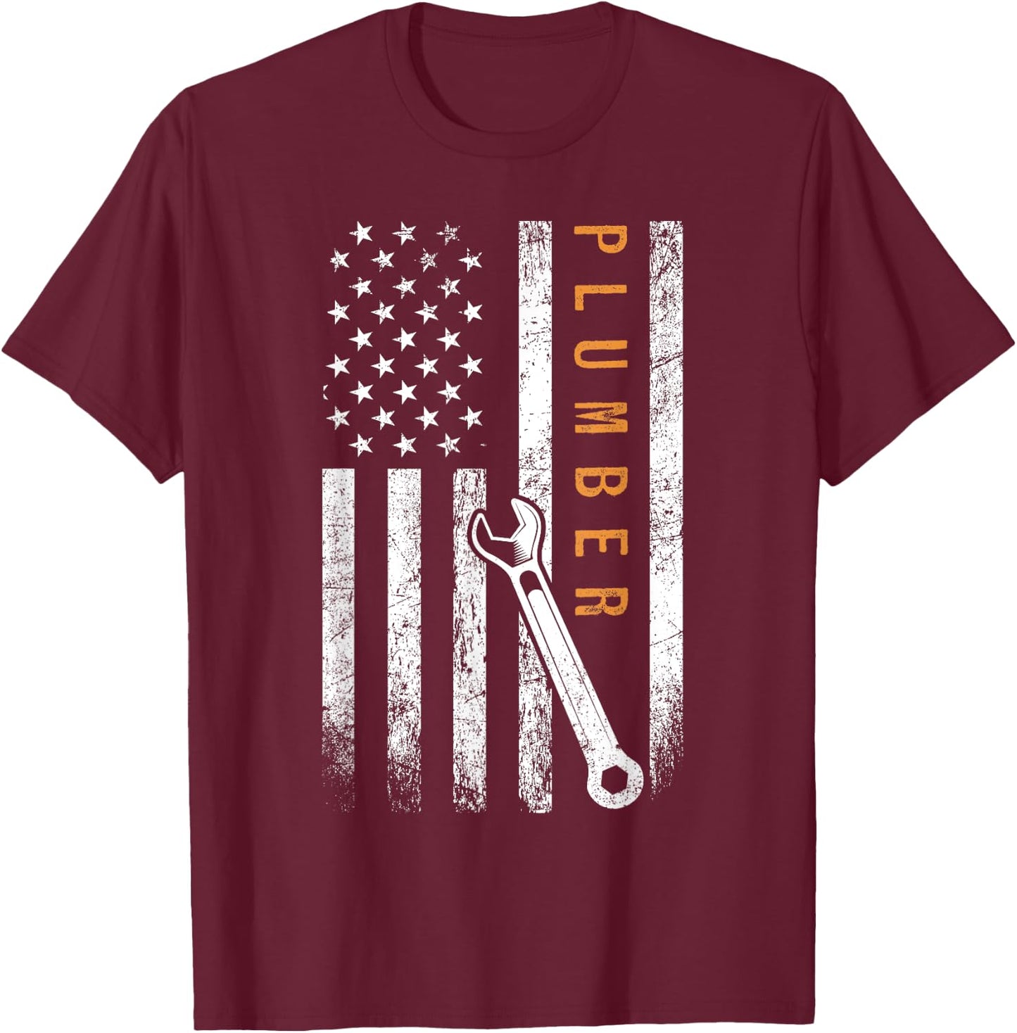 Plumber American Flag Design Plumbing T-Shirt - T-Shirt | Maroon