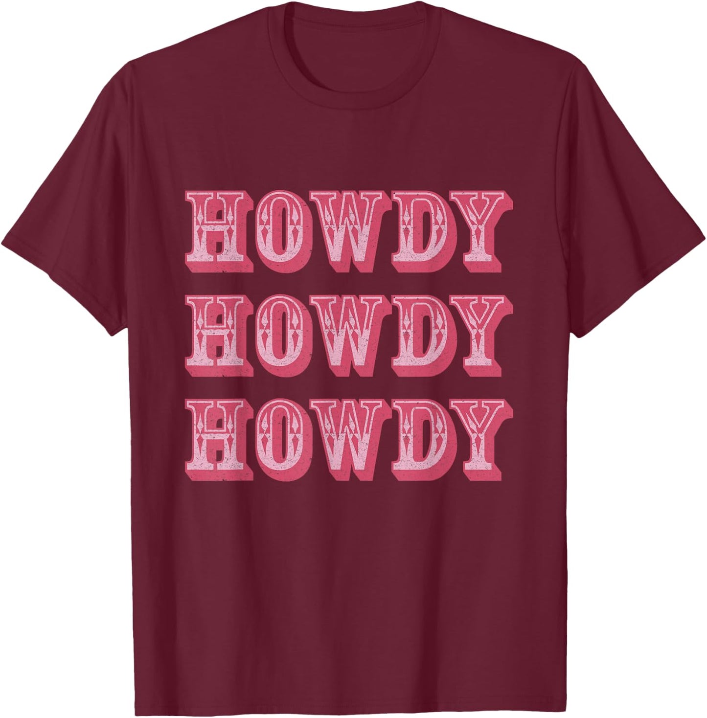 Howdy Cowgirl Retro Vintage Country Western Yeehaw Cowgirl T-Shirt - T-Shirt | Maroon