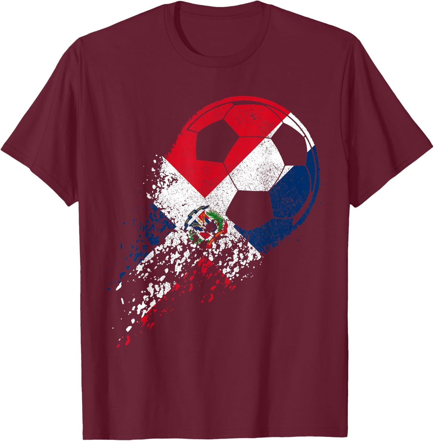 Dominican Republic Soccer Flag Pride Soccer Player T-Shirt - T-Shirt | Maroon