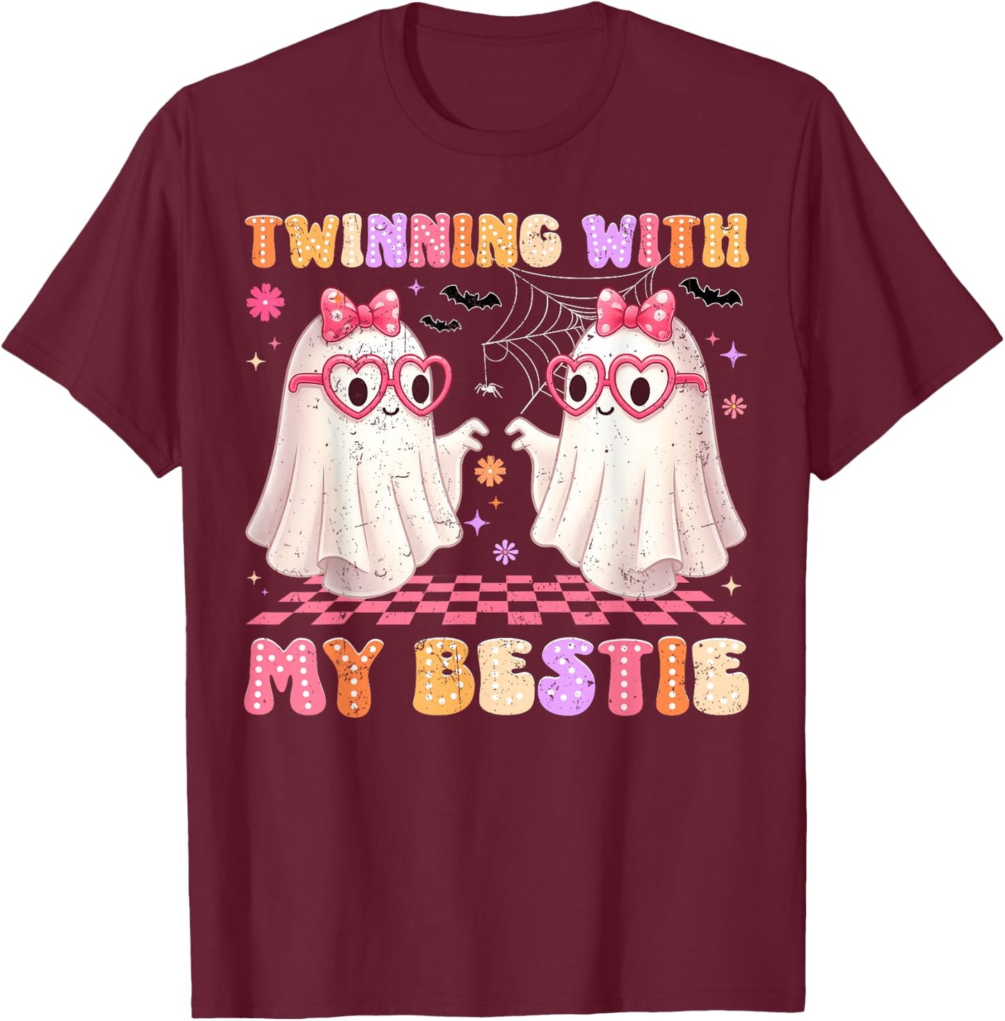 Twinning with My Bestie Cute Boo Halloween Costumes Women Gi T-Shirt - T-Shirt | Maroon