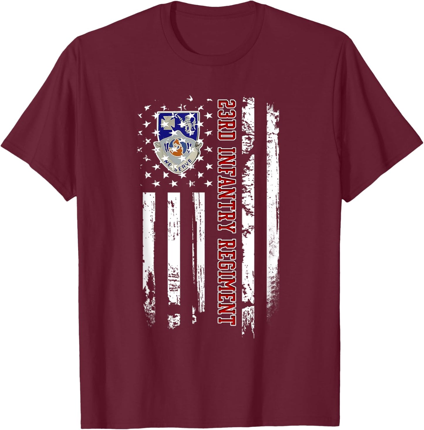 23rd Infantry Regiment Veteran USA Flag Veterans Day Xmas T-Shirt - T-Shirt | Maroon