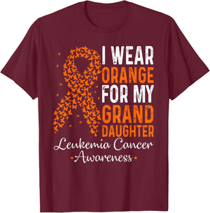 I Wear Orange for My Granddaughter Leukemia Cancer Awareness T-Shirt - T-Shirt | Maroon