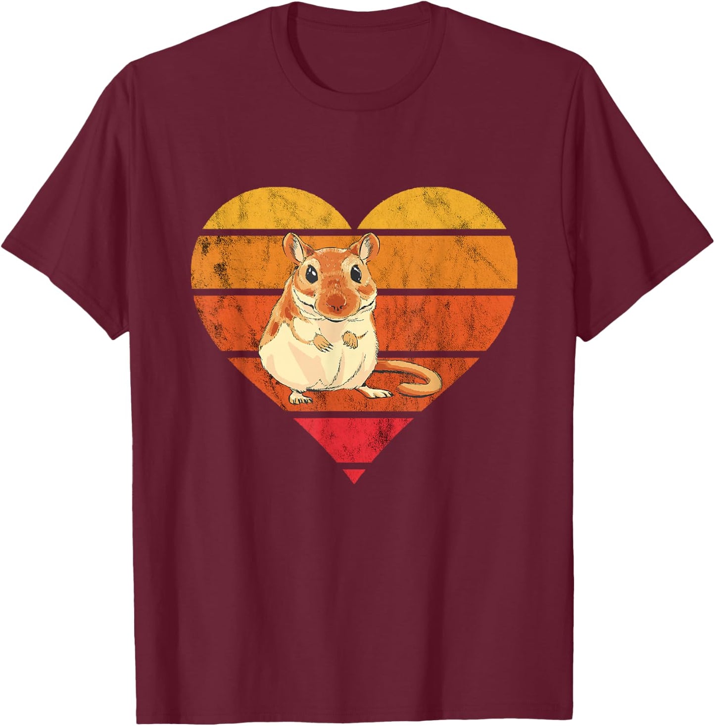 Gerbil Retro Vintage Heart Desert Animal Lover Rodent Rat T-Shirt - T-Shirt | Maroon
