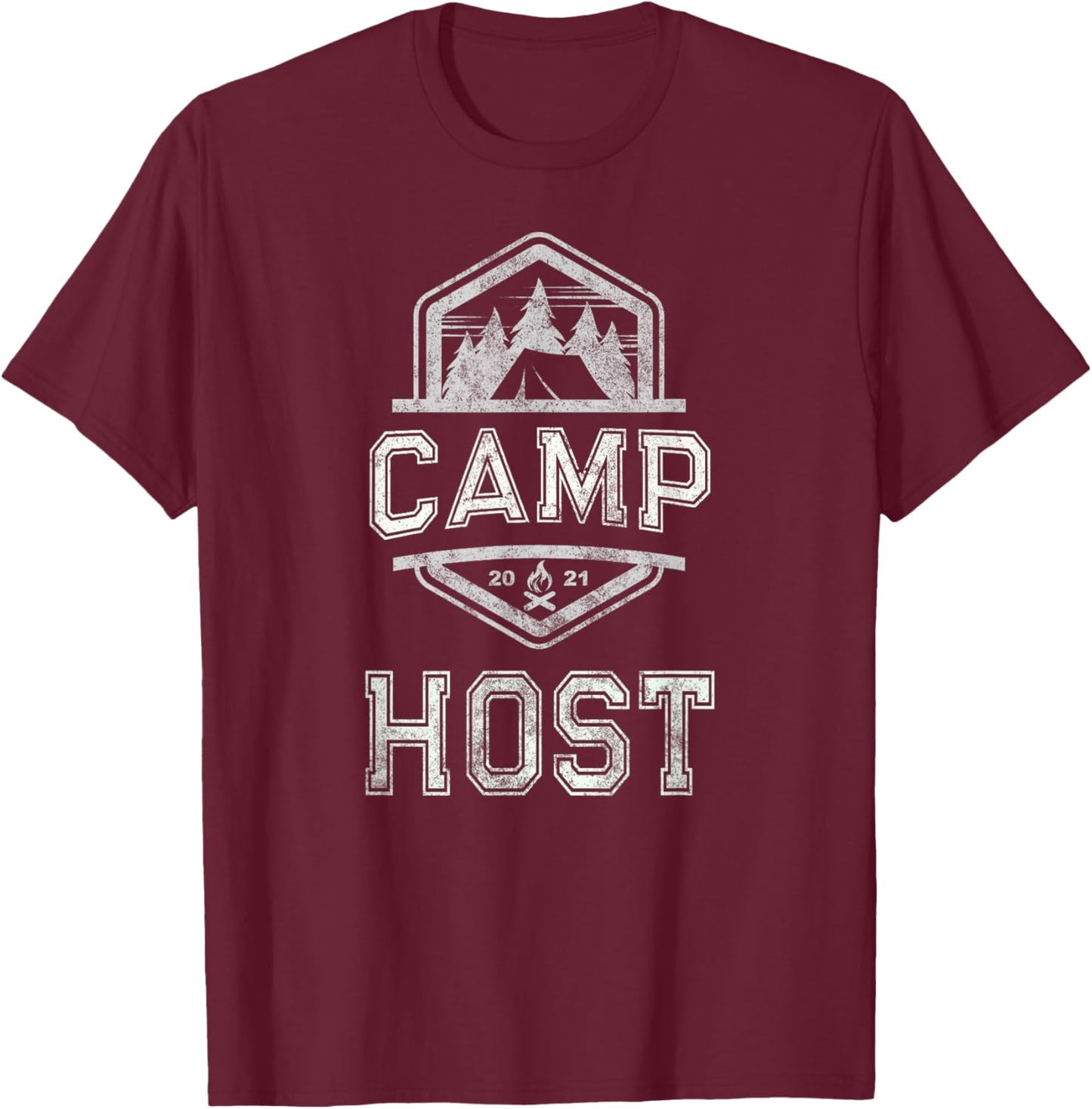 Vintage CAMP HOST Campground Staff Campsite Team Hosting T-Shirt - T-Shirt | Maroon