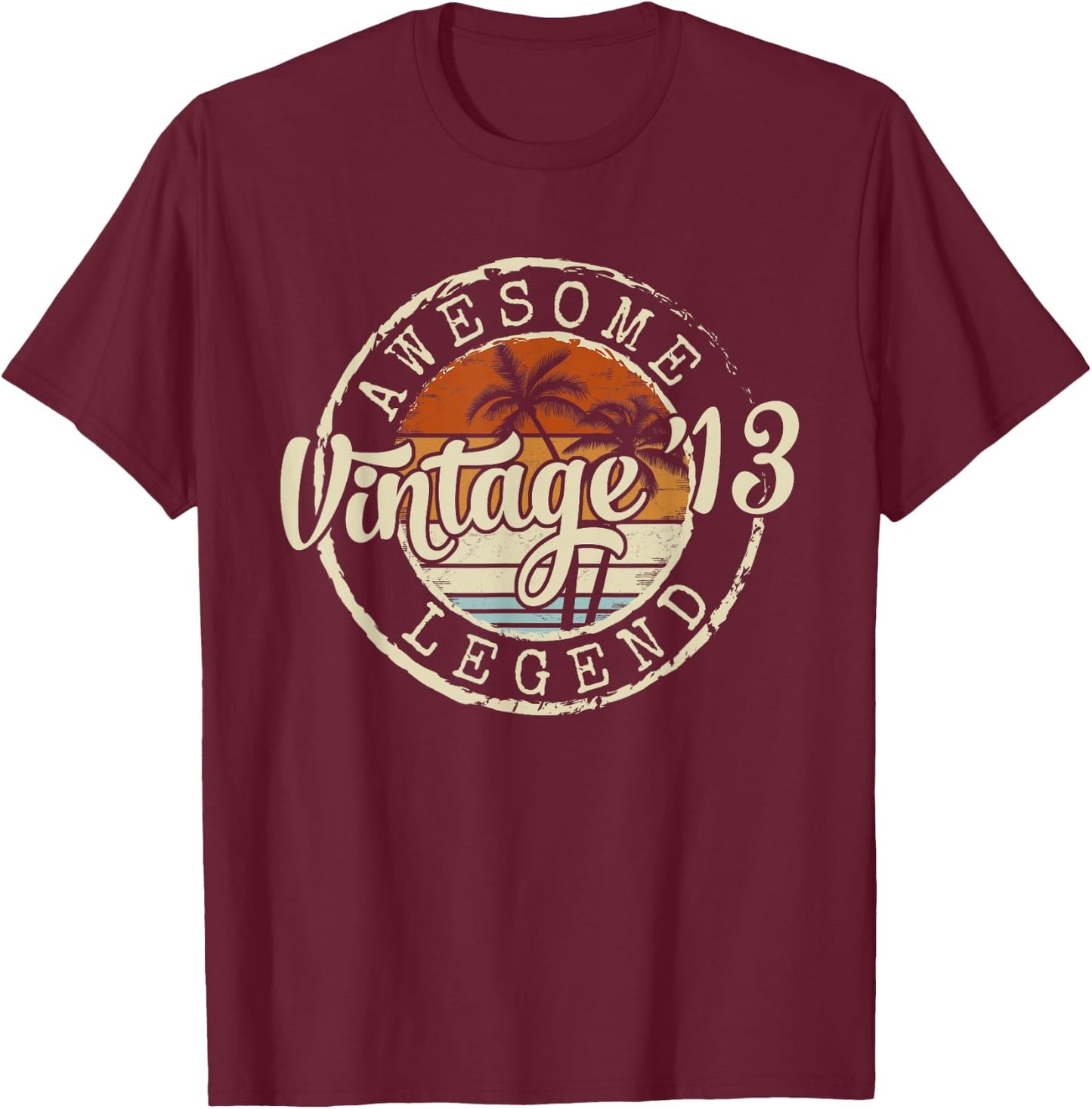 Vintage 2013 13yr 13th Birthday Gifts for Boys 13 Years Old T-Shirt - T-Shirt | Maroon