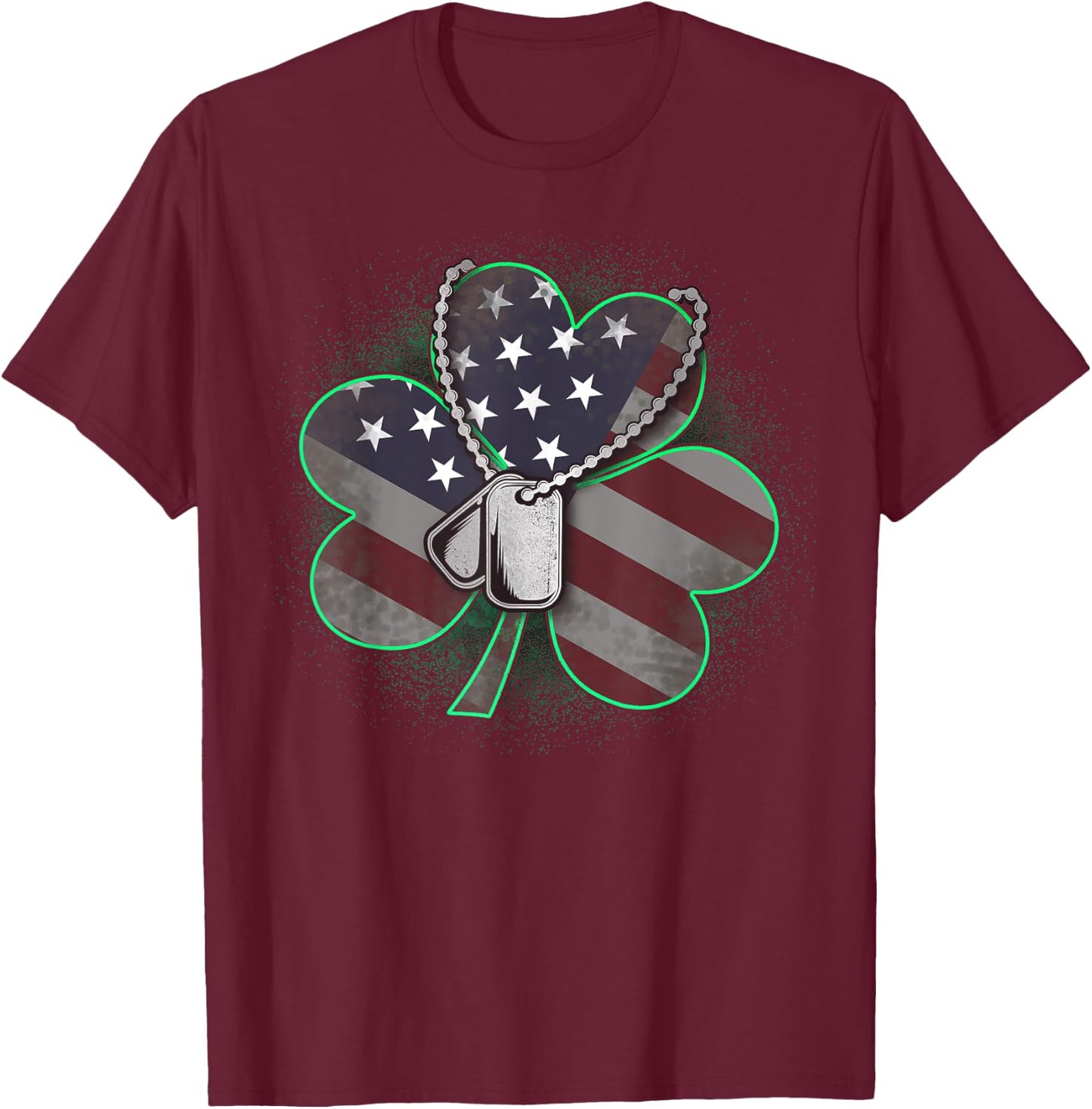 Veteran and Military St Patrick's Day Clover T-Shirt - T-Shirt | Maroon